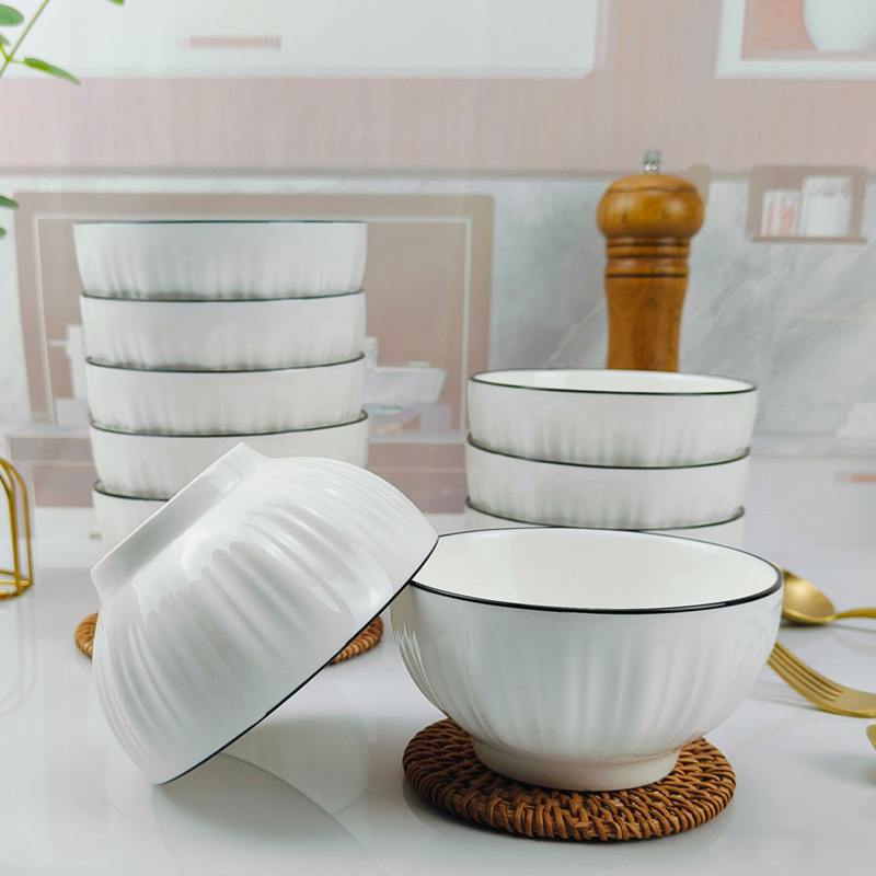 陶瓷碗家用吃饭碗10个装米饭碗