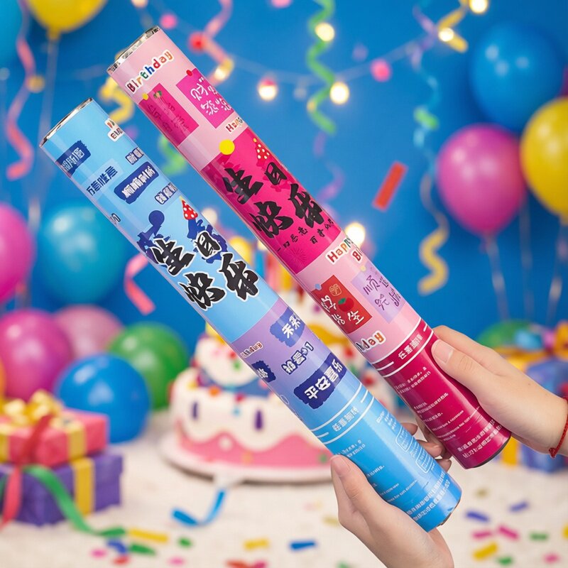 手持彩带礼花筒儿童生日礼炮图片