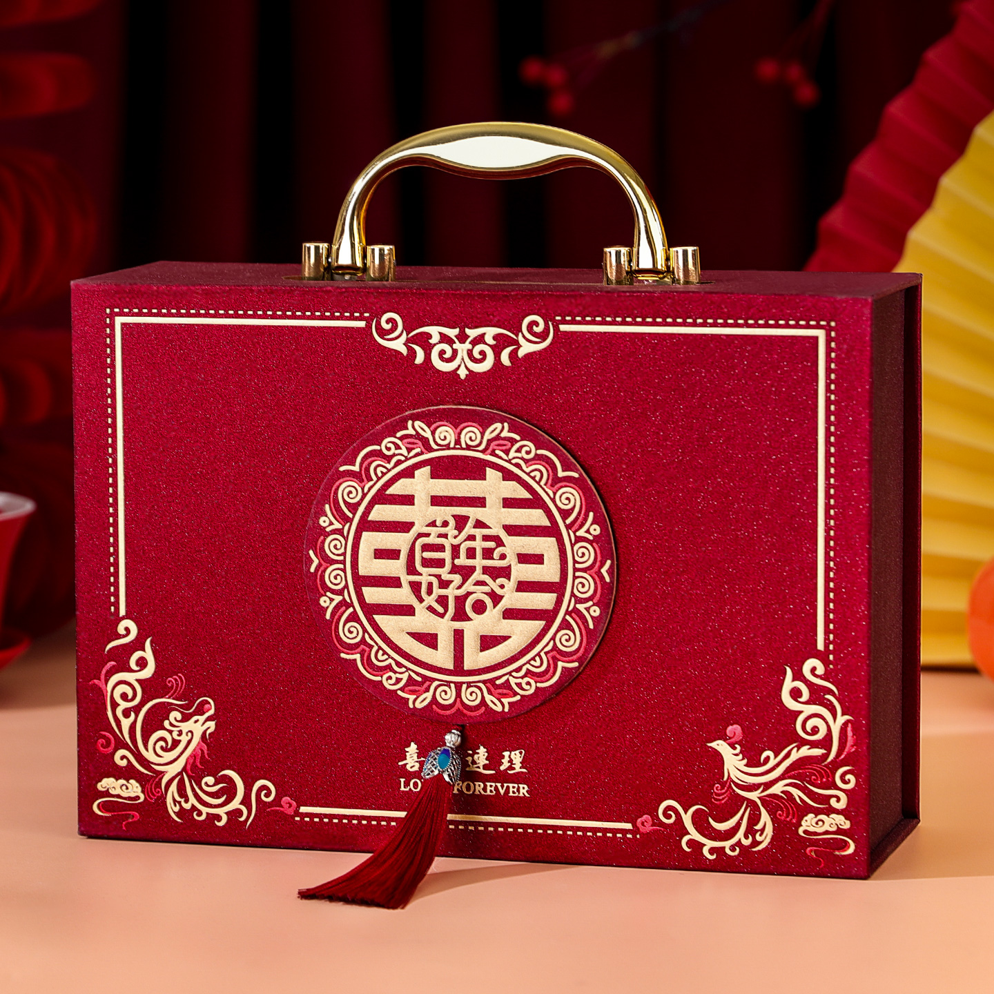 结婚礼金箱订婚摆台五金彩礼一体盒装现金钱盒子聘礼盒婚礼收钱箱