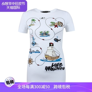 莫斯奇诺 女士短袖 MOSCHINO LOVE 小船图案T恤W4F7327