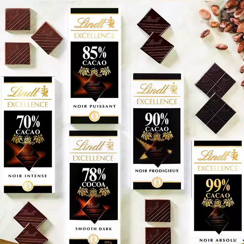 Lindt瑞士莲黑巧克力特醇排块70%78%85%90%99%低糖网红零食进口