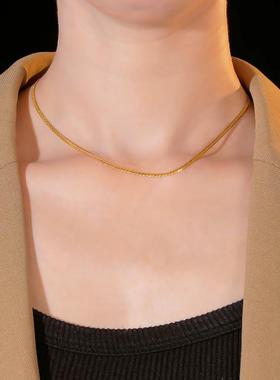 轻奢小众多层钛钢镀18k金项链