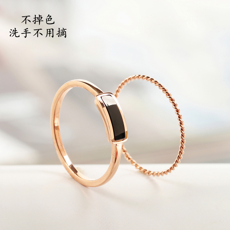 素圈麻花戒指18k女ins轻奢小众