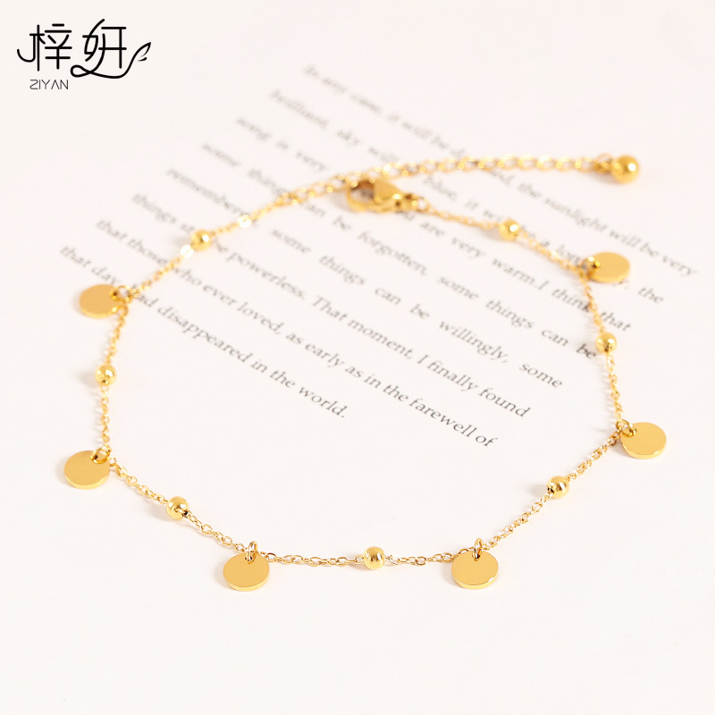 韩版珠珠脚链女简约不掉色款钛钢脚链子脚踝链性感个性新款网红