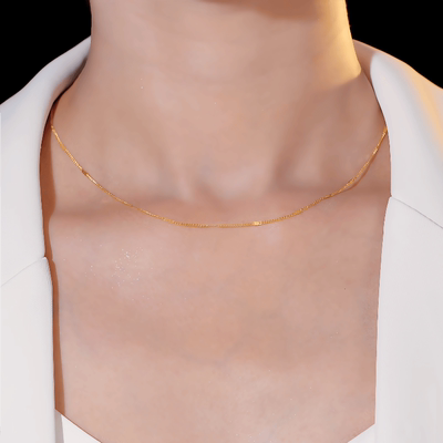 不掉色百搭洗澡无吊坠项链钛钢