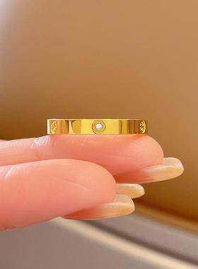 不掉色钛钢六钻戒指男女情侣对戒