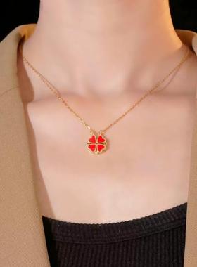 2024新款不掉色小众设计高级感配饰红色轻奢女项链创意时尚锁骨链