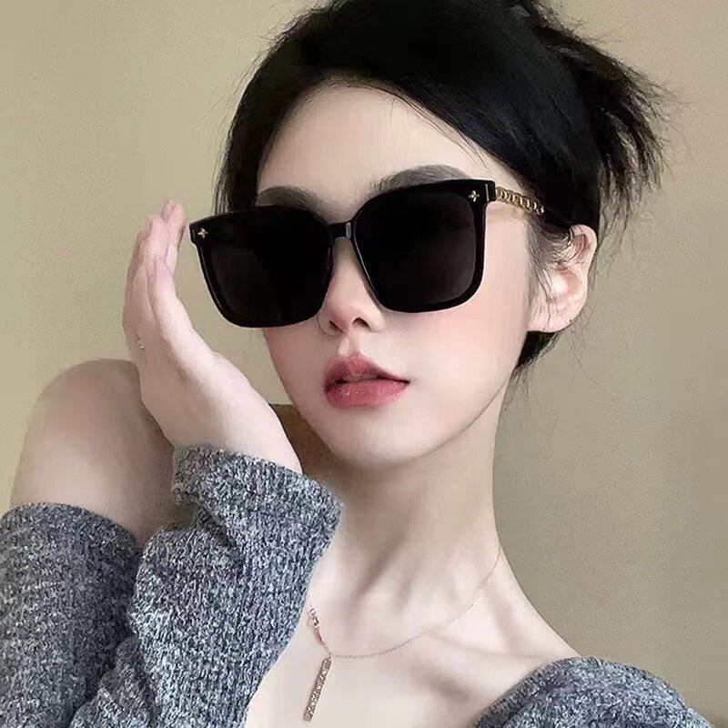 偏光墨镜女夏防晒遮阳高级感金属链条大框防紫外线开车太阳眼镜男