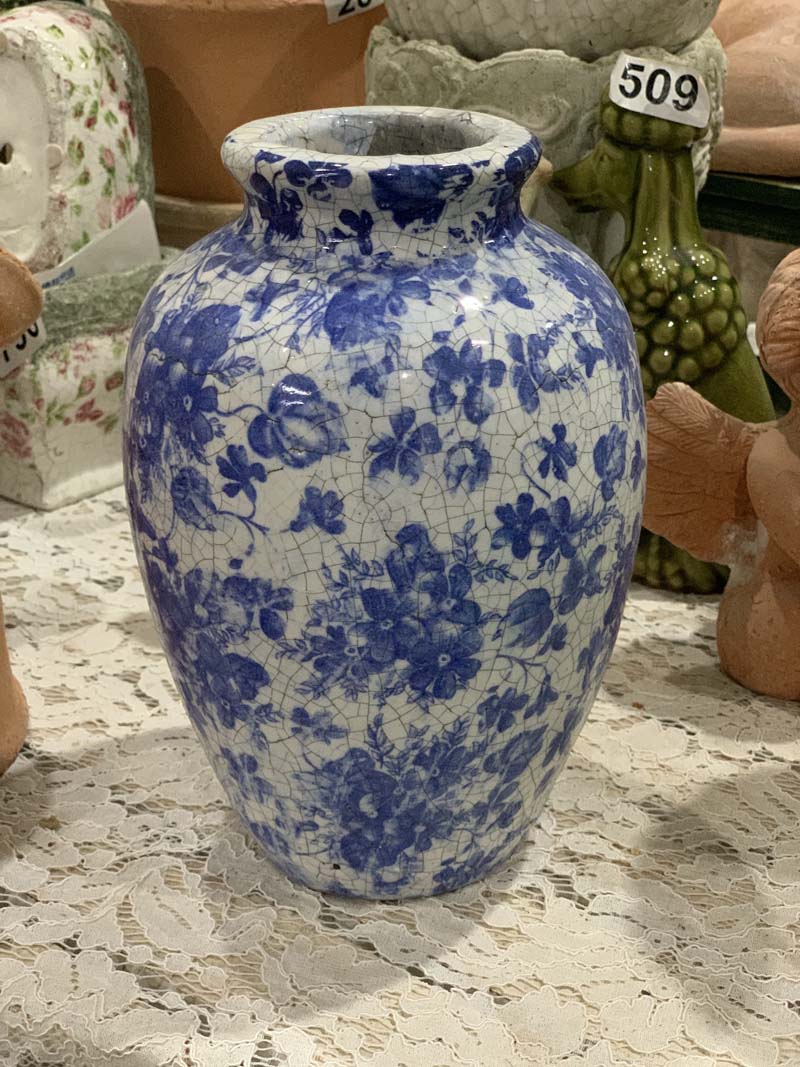 手压红陶复古青花做旧