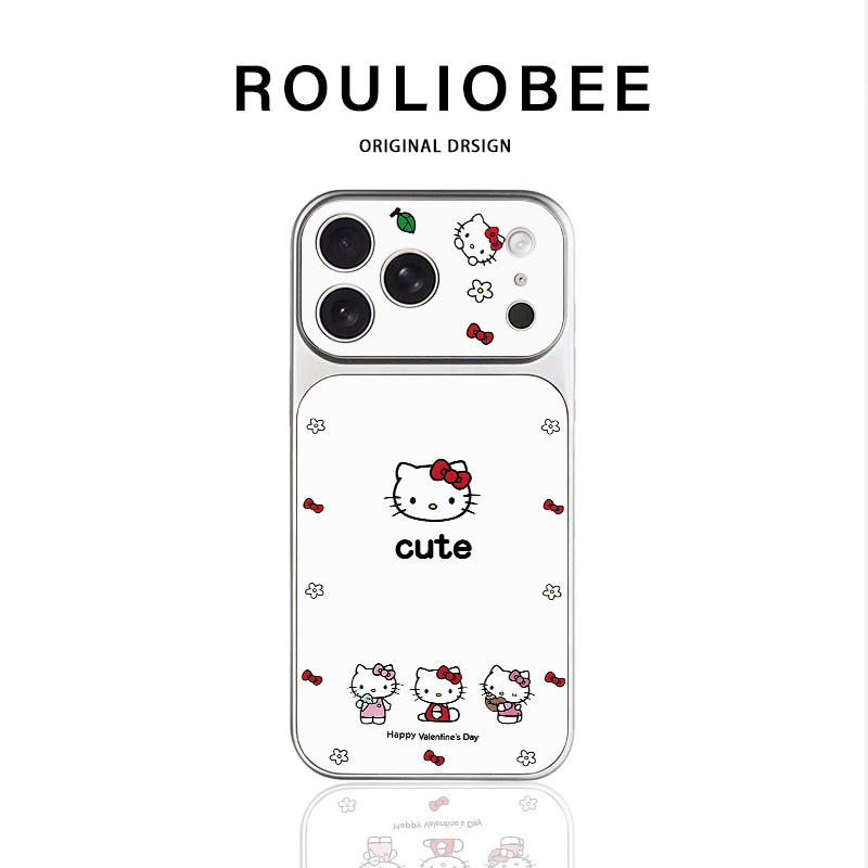 蝴蝶结猫咪适用于苹果17pro手机壳秒变18新款iPhone18promax小米17华为mate80pura90Y300reno15nova16保护套