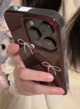 秋冬高级蝴蝶结适用苹果16手机壳新款iphone17promax大孔小米15荣耀400华为p70pro女红米k80reno14findx8s30