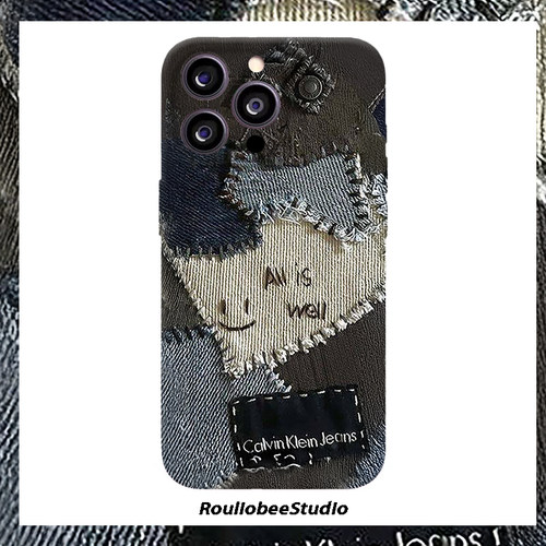 拼接牛仔印花适用iPhone17promax苹果16小米15手机壳reno14小众华为mate70菲林硬壳pura80pro全包vivo红米k80