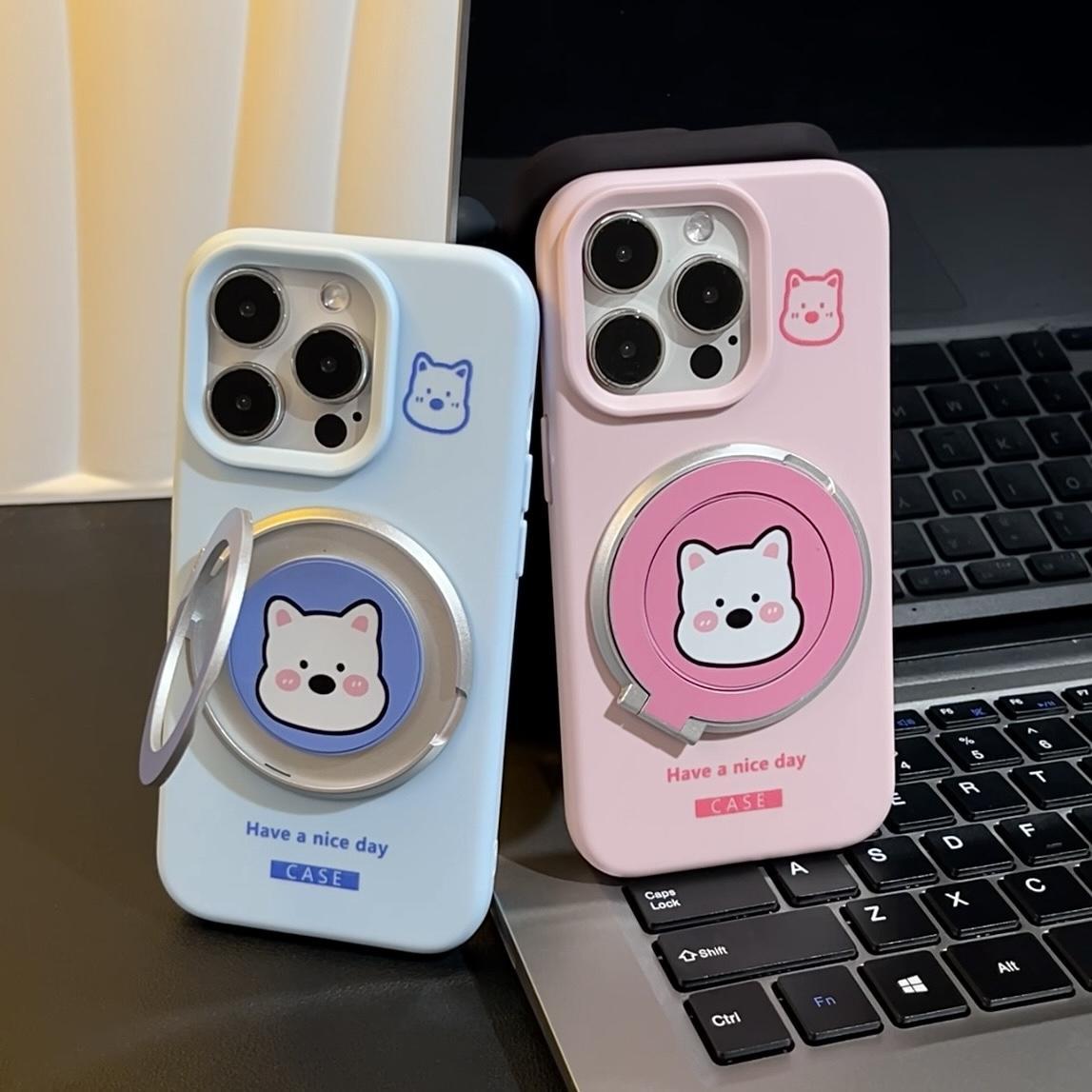 高颜值ins卡通西高地适用苹果16Promax手机壳新款14带支架iPhone15Promax保护套16软硅胶13pm可爱12/11高级感