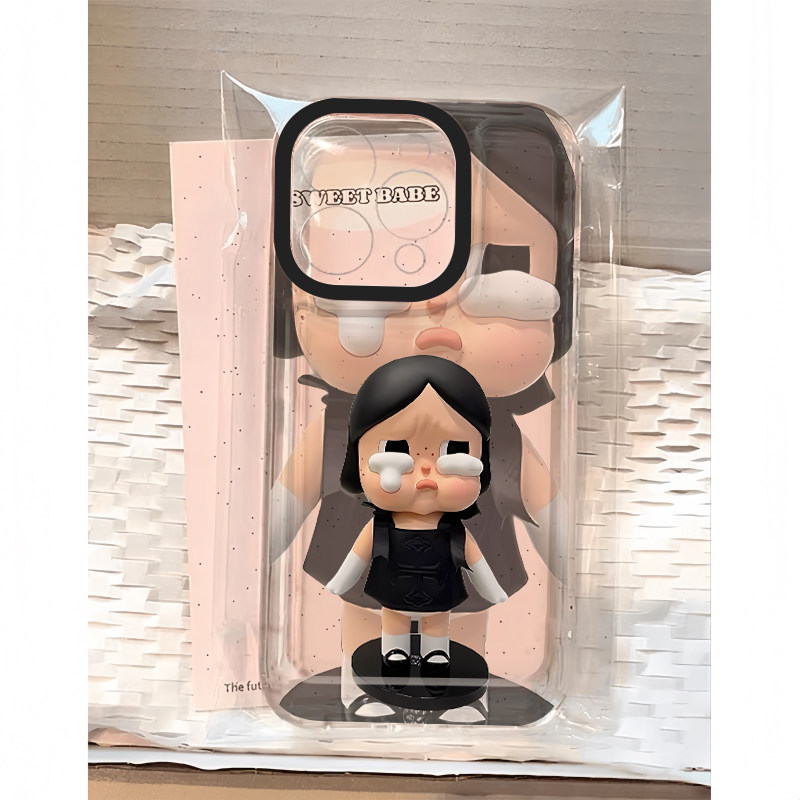 黑色小裙子哭娃适用苹果17promax手机壳iPhone16opporeno14小米15华为Pura80软套vivox200红米K80荣耀Magic7