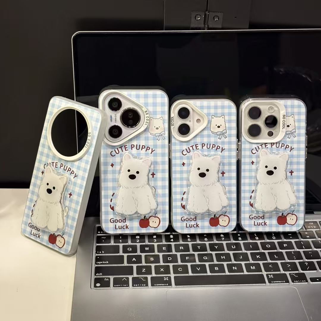 格子小狗适用苹果16promax手机壳iPhone17华为mate70pura80小米15荣耀magic7红米k80findx8IQ13一12vivox200