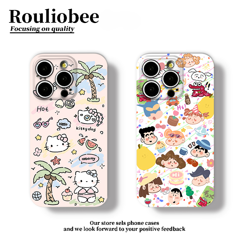 满屏小新手机壳适用苹果16pro华为pura70夏日凯蒂iPhone15小米14蜡笔小新vivo菲林壳OPPO13HelloKitty哈喽12