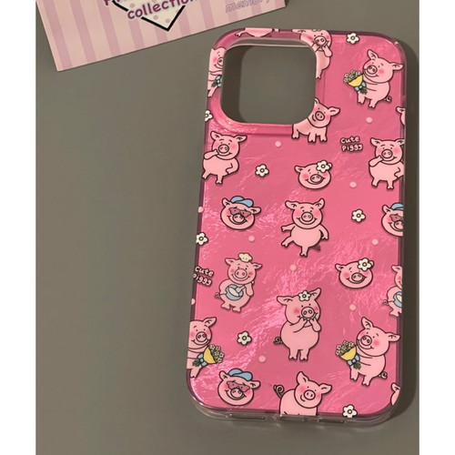 趣味玛莎猪冰川纹适用苹果16Pro手机壳iPhone14max小米15华为mate60p70nova13reno11k50荣耀100红米note12pro