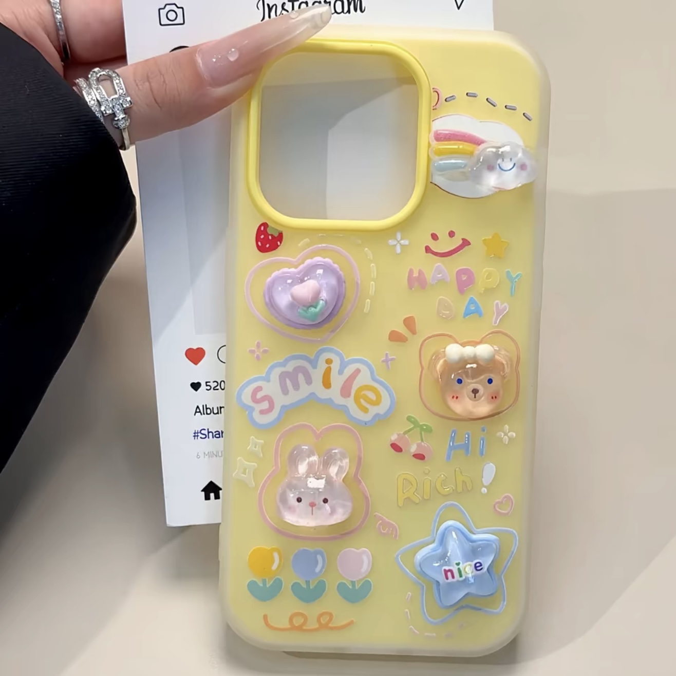 云朵小兔果冻亲肤壳适用苹果16promax手机壳新款16e立体公仔iPhone15plus保护套14pro创意13p可爱女12软硅胶