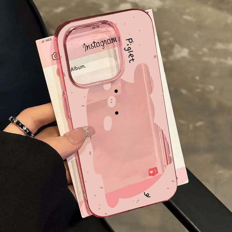 ins风少女心粉色泼墨趴趴小猪手机壳适用苹果16promax趣味iphone15/14防摔13可爱12软11硅胶pro冰透明保护套