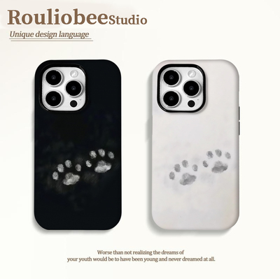 创意可爱动物爪印适用苹果16promax手机壳iPhone15/14磨砂菲林13pro情侣小众oppo华为荣耀小米vivo二合一软壳