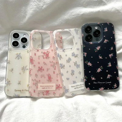 ins风温柔小清新白色碎花适用于苹果16ProMax手机壳iPhone15Pro小众14卡通13保护套少女心高级感简约14promax