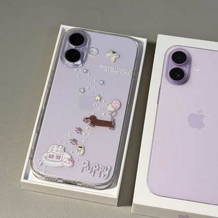 ins风简约星星腊肠狗适用苹果17promax手机壳iPhone16卡通reno14小米15华为Pura80软套vivox200红米K80Magic7