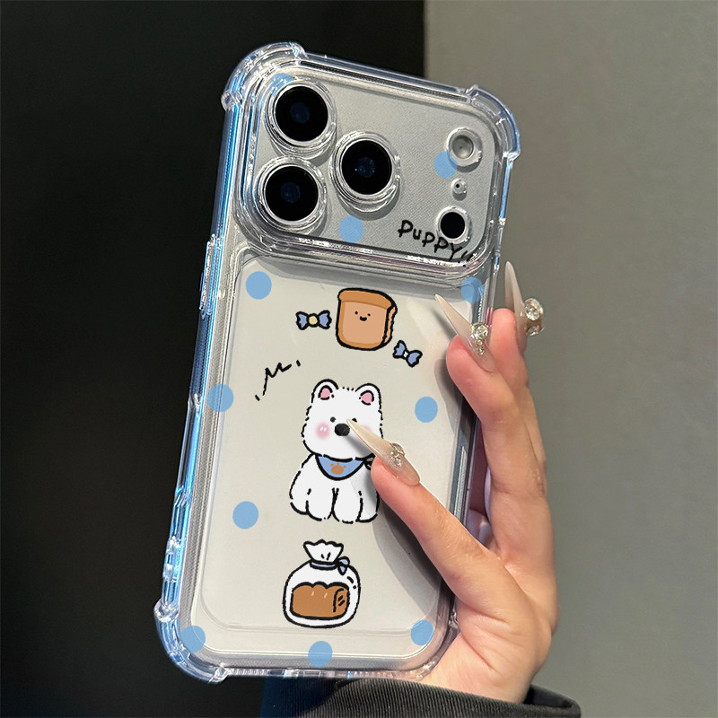 面包西高地狗适用苹果17promax四角防摔气囊手机壳iPhone16/15/14/13pro全包透明vivo华为P80小米17oppo软套