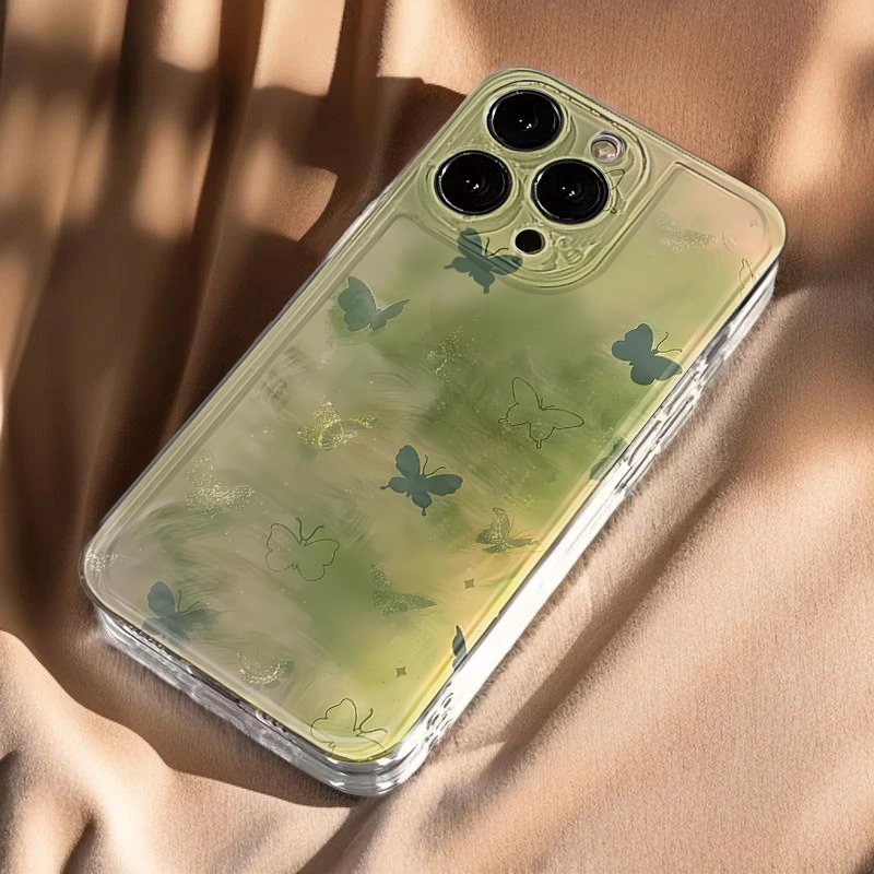 韩系小清新晕染蝴蝶适用iphone16promax手机壳苹果13透明14华为mate70pro卡通vivox200小米15oppo软套红米k80