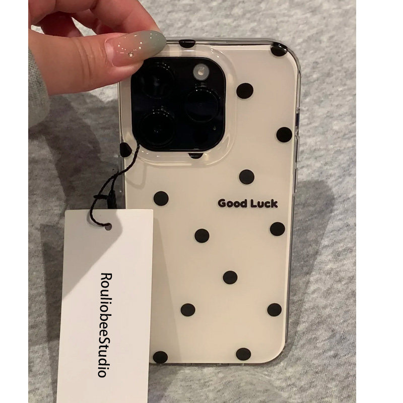 韩系ins英文波点适用iphone16promax手机壳苹果13/14华为mate70pro大孔白色vivos20小米15oppofindx8荣耀300