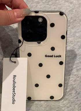 韩系ins英文波点适用iphone16promax手机壳苹果13/14华为mate70pro大孔白色vivos20小米15oppofindx8荣耀300