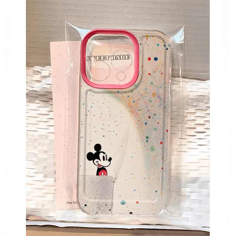 ins泼墨米奇世界适用苹果15/14promax手机壳新款华为Pura70透明卡通mate60iPhone13prom软壳OPPO小米vivox100