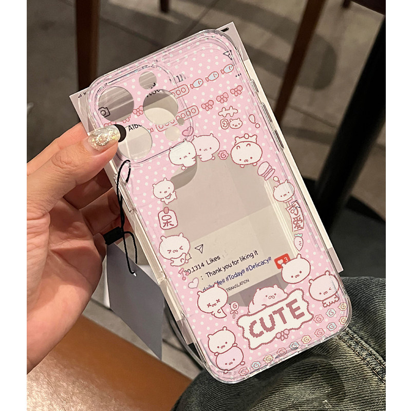 兔丸粉相框放小卡适用iphone16promax手机壳苹果13透明14华为mate70卡通vivox200s19女小米15oppo软套红米k80
