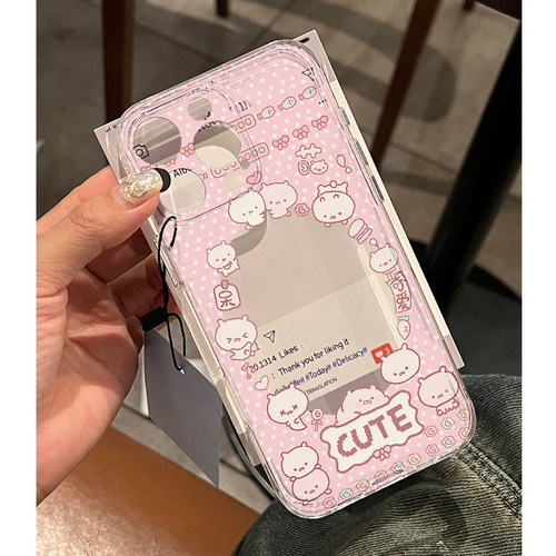 兔丸粉相框放小卡适用iphone16promax手机壳苹果13透明14华为mate70卡通vivox200s19女小米15oppo软套红米k80