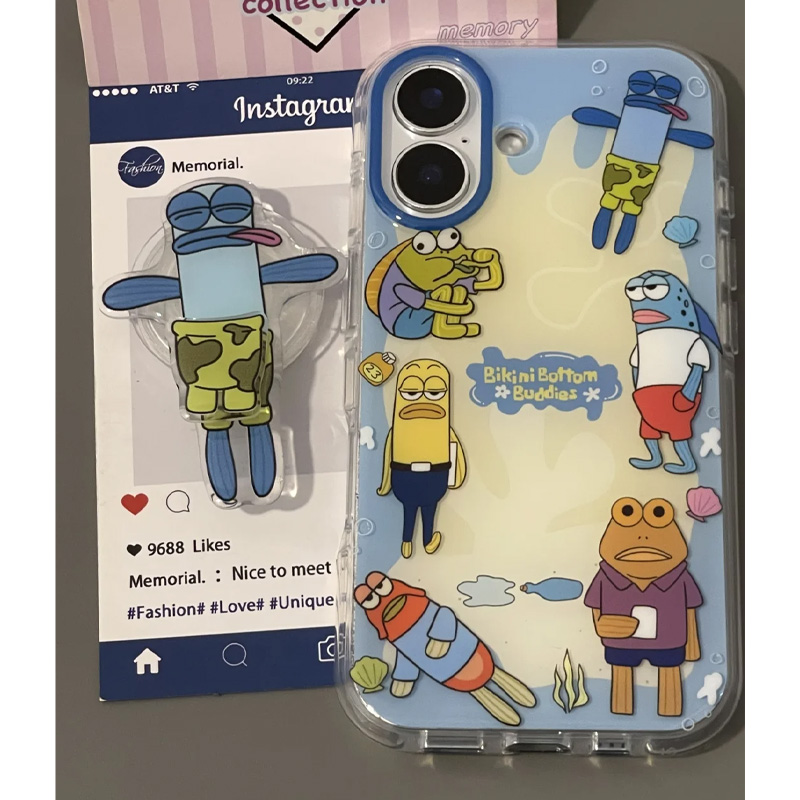 比奇堡居民适用苹果iPhone16Promax手机壳华为Mate60pura70NOVA13荣耀300红小米15k80OPPO大孔IMD白色VIVO套