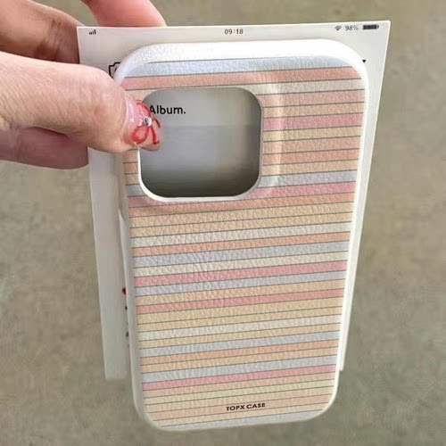 韩系简约彩条纹皮革纹适用苹果16promax手机壳iPhone17卡通13/14pro高级可爱15/12全包11防摔高级保护套小众