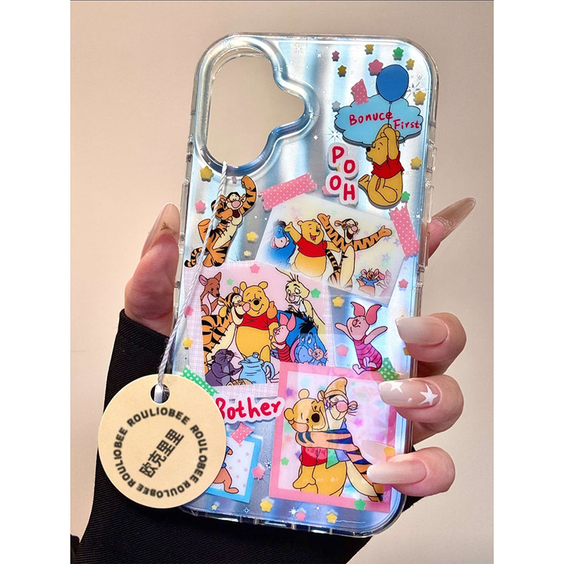 可爱卡通维尼小熊家族适用苹果iPhone17ProMax手机壳16pro新款14高级感13小众14promax硅胶15pro少女心15全包