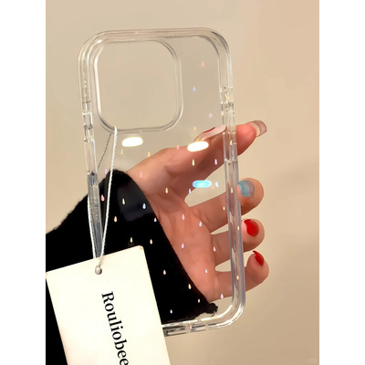 韩系ins风透明彩虹雨滴适用iphone16promax手机壳苹果13高级感14华为mate70女vivox200小米15oppo软套红米k80