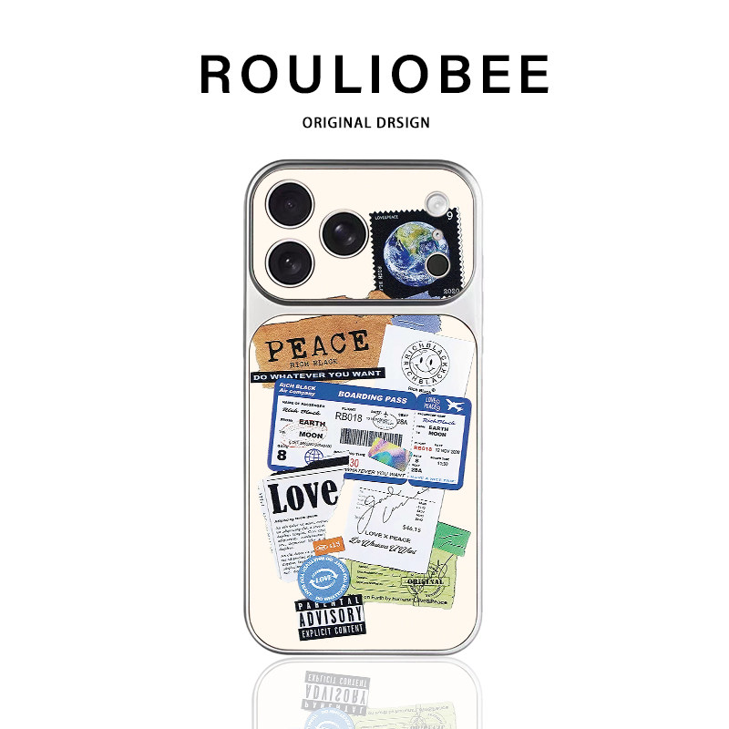 个性地球标签适用苹果17pro手机壳秒变18新款iPhone18promax小米17华为mate80pura90Y300reno15nova16保护套