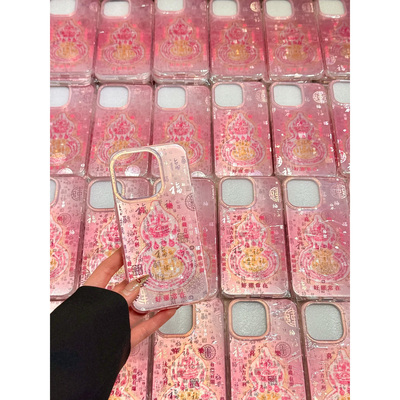 新中式粉底元宝葫芦百福图适用苹果16promax手机壳15iphone14保护套13中国风双层imd高级感小众喜庆新年创意