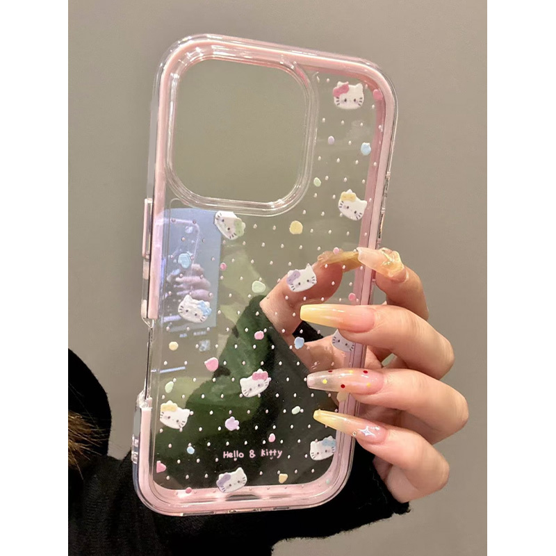 二合一ins韩风可爱卡通泼墨KT猫适用苹果16promax手机壳iphone15pro新款14创意13女16pro全包12防摔11手机套