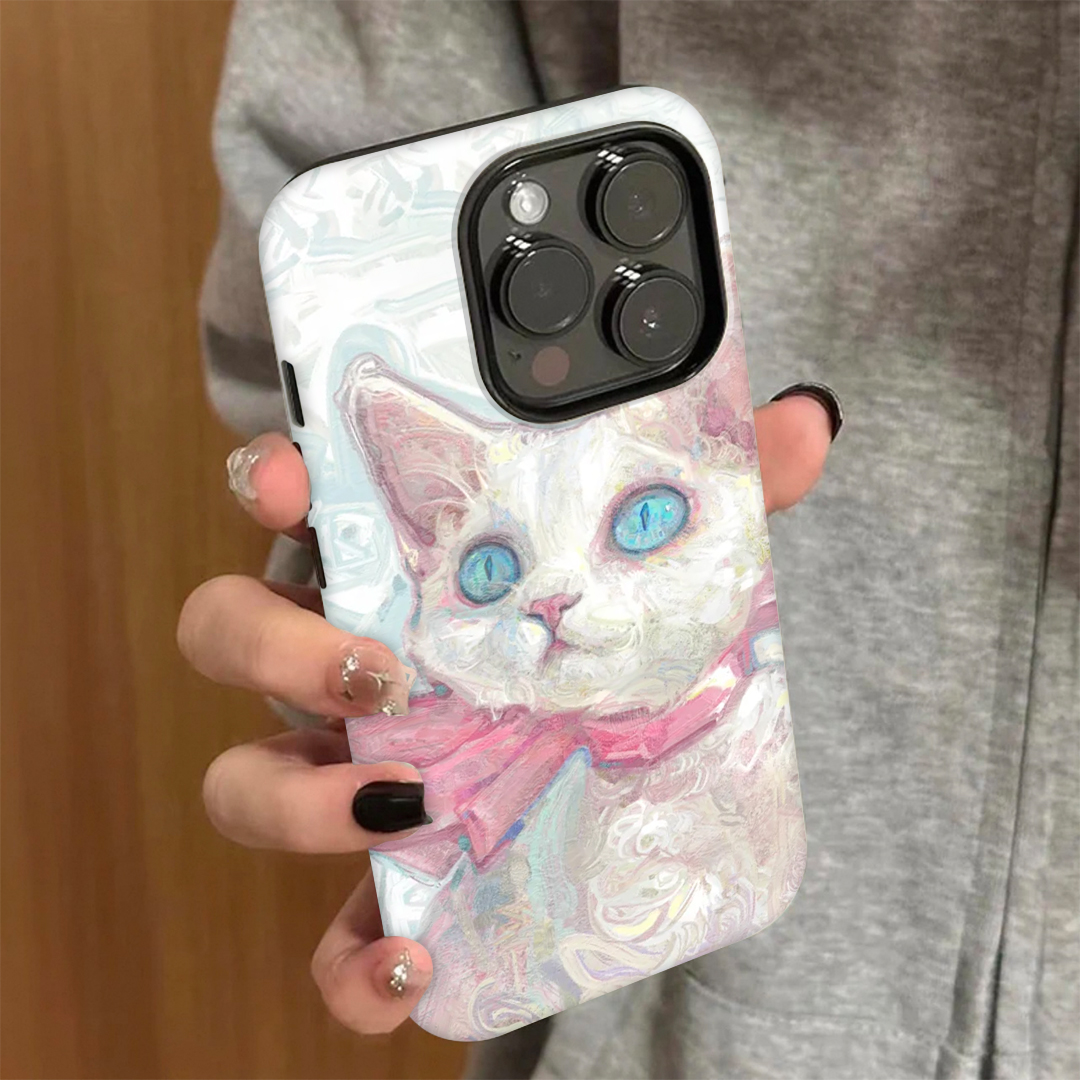 ins漂亮油画公主猫适用苹果16promax手机壳iPhone15/14磨砂菲林13高颜值oppo华为mate70荣耀小米vivo二合一壳