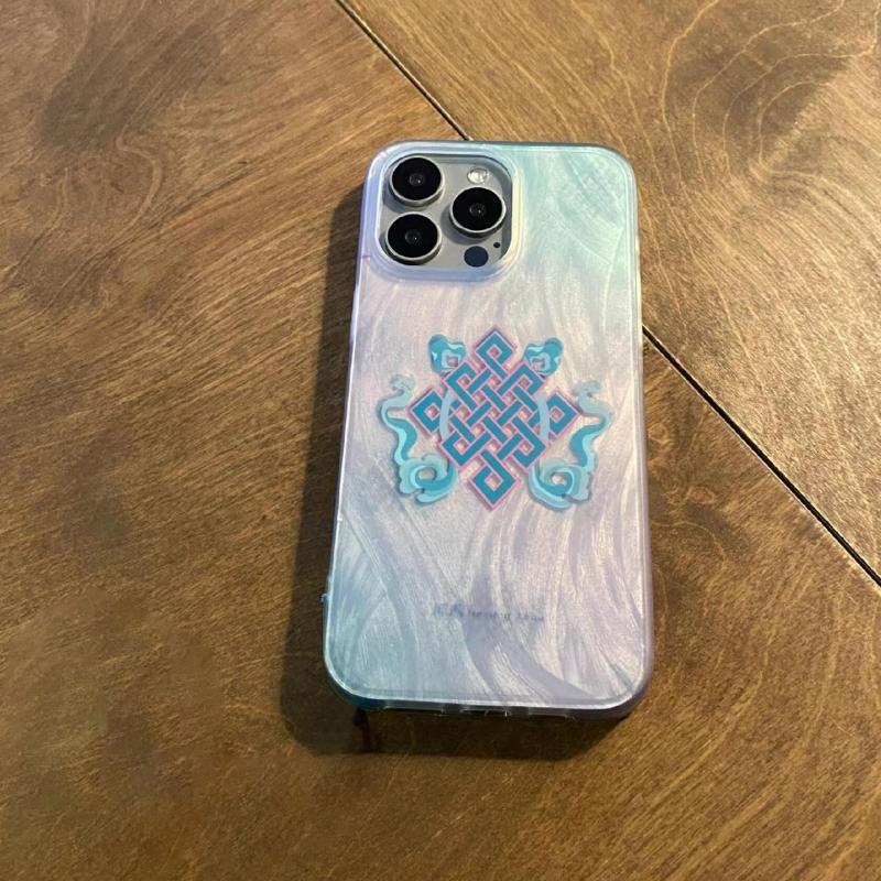 适用于iPhone16promax苹果14pro15promax手机壳藏地艺术家仰珮·联名吉祥结新中式西藏文创IMD镭射小众磨砂硬