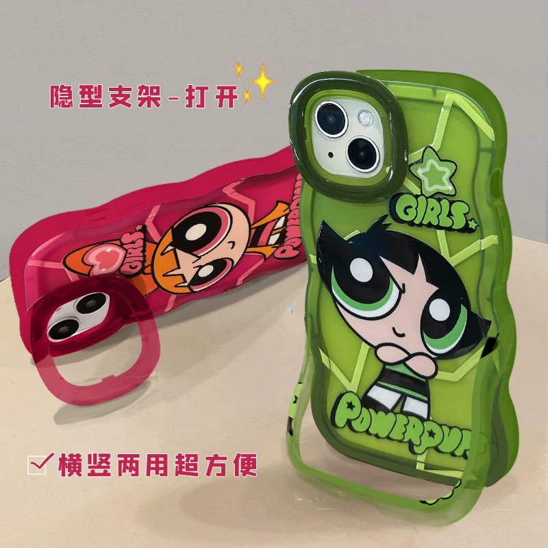 飞天小女警适用苹果16promax板凳双支架手机壳iphone14pro新款13卡通12可爱11保护套15promax全包15plus防摔