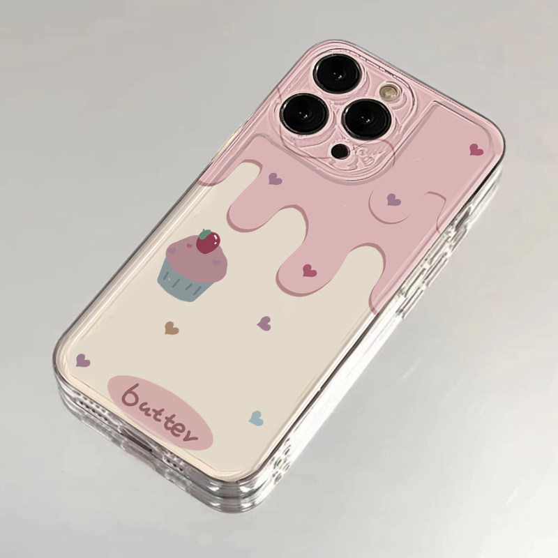 粉奶油蛋糕适用苹果16pro手机壳iPhone14/13/15promax新款荣耀300华为mate70一加iqoo红米k80oppo小米vivos20