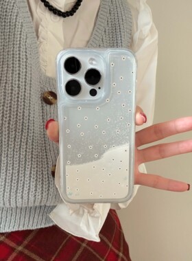 ins简约白色小碎花适用iPhone15promax手机壳苹果14透明13新款12小众11promax直边大孔xr/xs软壳15防摔保护套