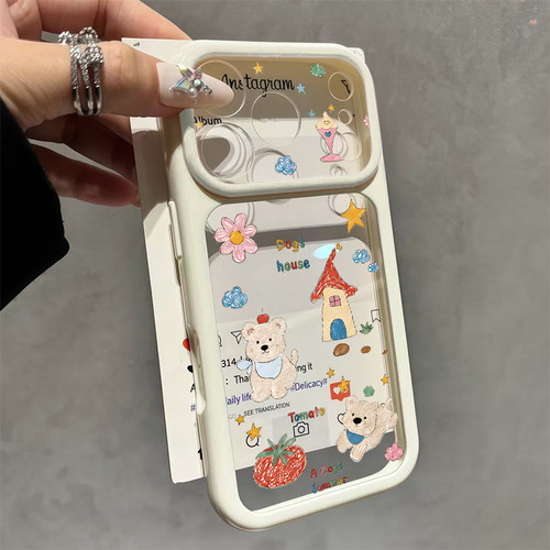 涂鸦小狗小熊适用iPhone17ProMax手机壳苹果18pro新款13卡通12可爱14plus保护套15ProMax全包防摔16pm多巴胺
