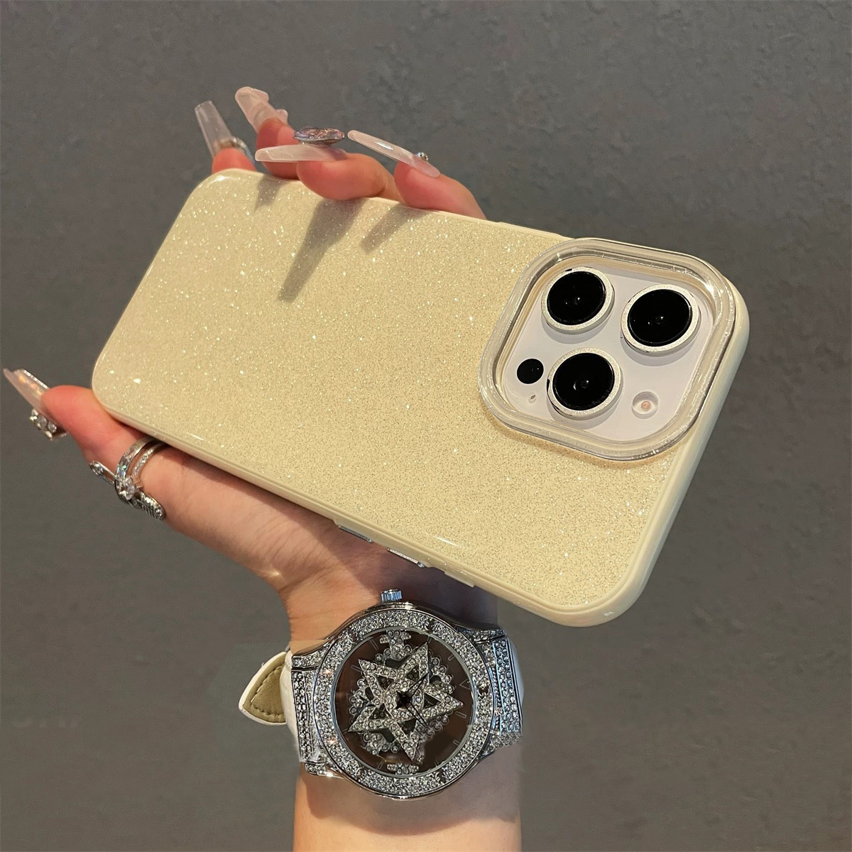 唯美果冻黄闪粉适用苹果16promax新款手机壳iPhone15pro女款气质14promax小众高级感13简约网红不撞壳日韩风