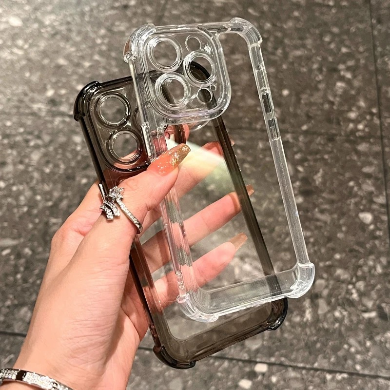 高级感双色电镀按键～气囊防摔适用苹果16手机壳iphone15新款13全包12简约pro透明max高端时尚气质男女生爆款