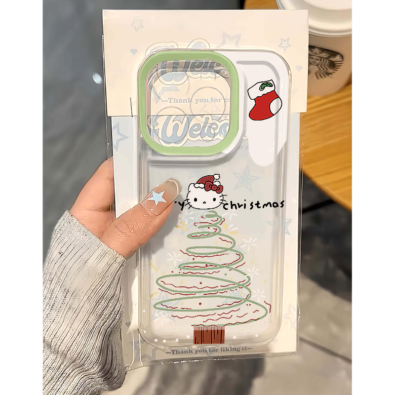 圣诞树凯蒂猫适用于苹果17promax手机壳iPhone16pro小米15reno14华为Pura80pro保护套vivox200红米K80荣耀400