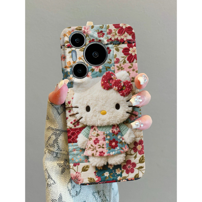 满屏花朵KT猫适用苹果华为vivo小米oppo红米荣耀一加iPhone17手机壳16promax菲林15可爱14新款13潮12女mate70